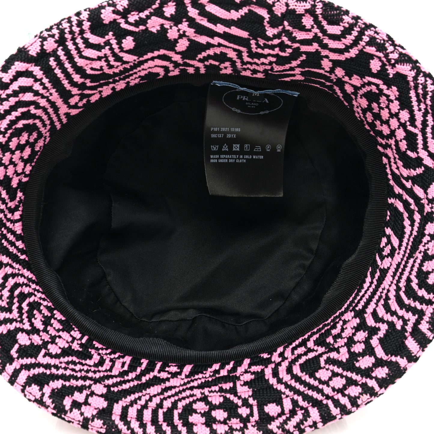 Maglia Jacquard Metal Triangle Logo Womens Bucket Hat M Black Rosa