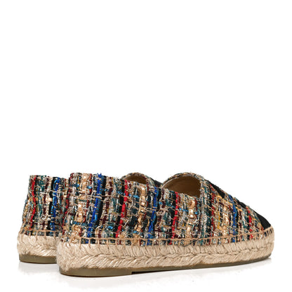 Chanel Tweed Grosgrain CC Espadrilles 36 Multicolor Black 4 of 12