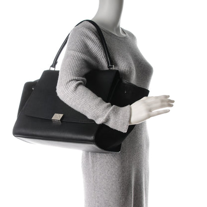 Celine Drummed Calfskin Suede Large Trapeze Black 2 of 7