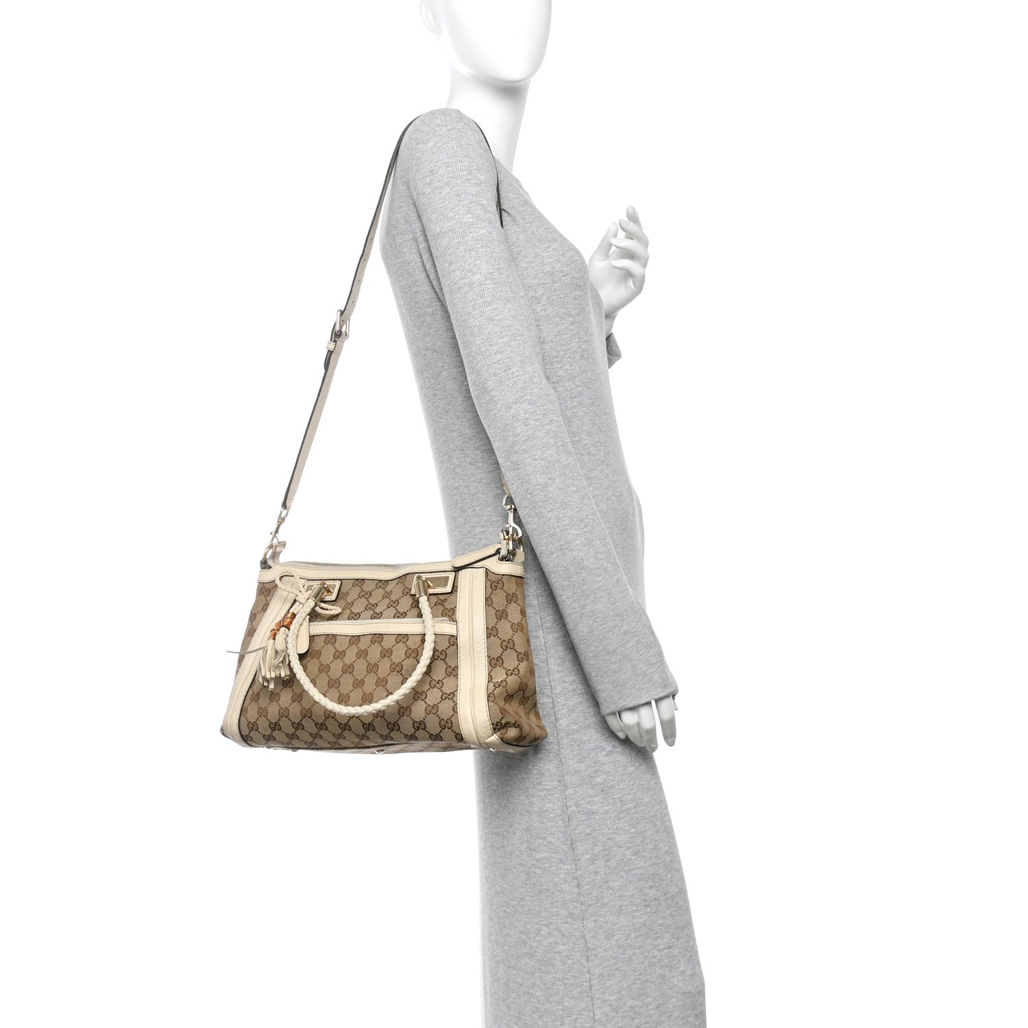 Gucci Monogram GG Canvas Small Bella Top Handle Bag Off White 2 of 10