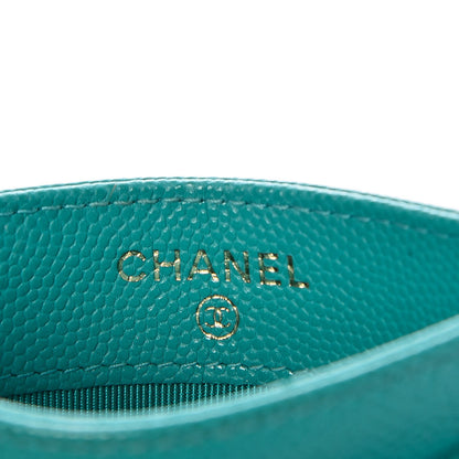 Chanel Caviar Quilted Card Holder Turquoise 6 of 11