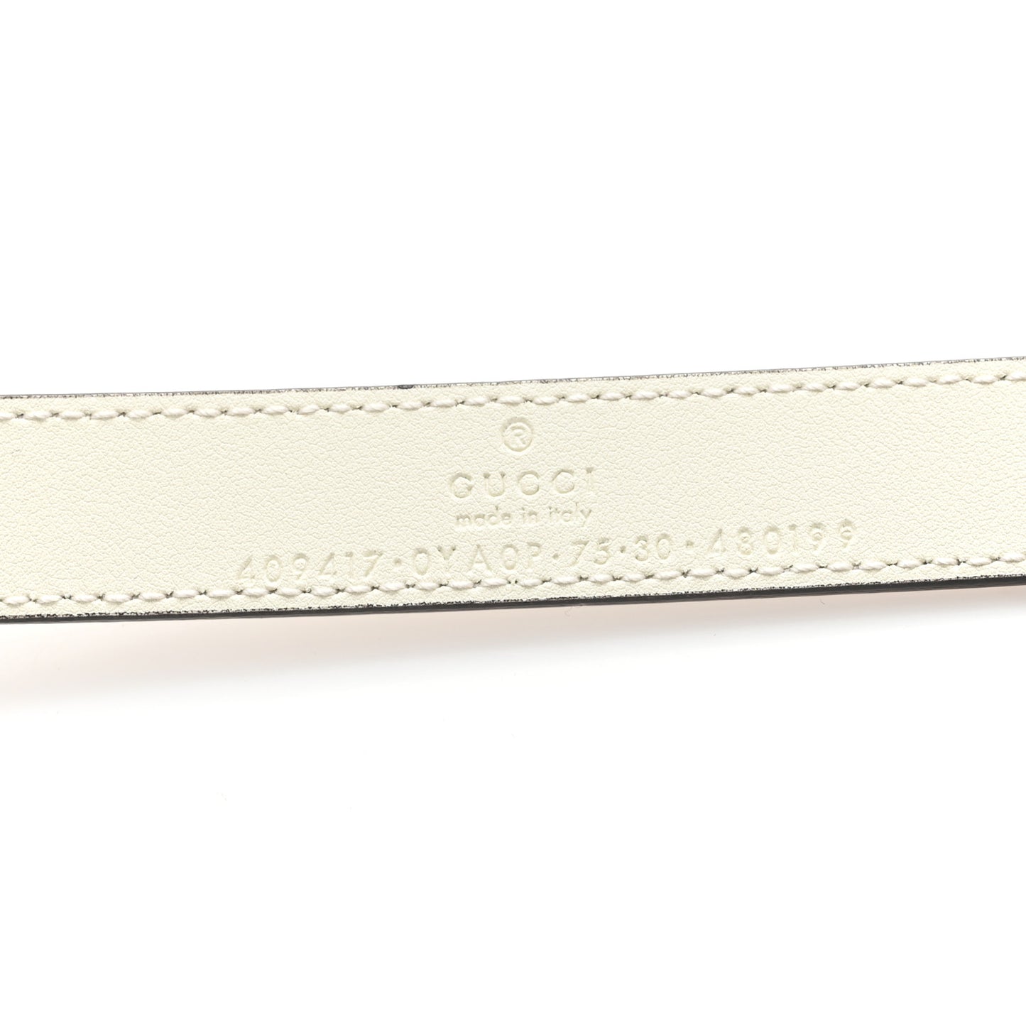 Plutone Calfskin Palladium Double G 75 30 Belt Mystic White