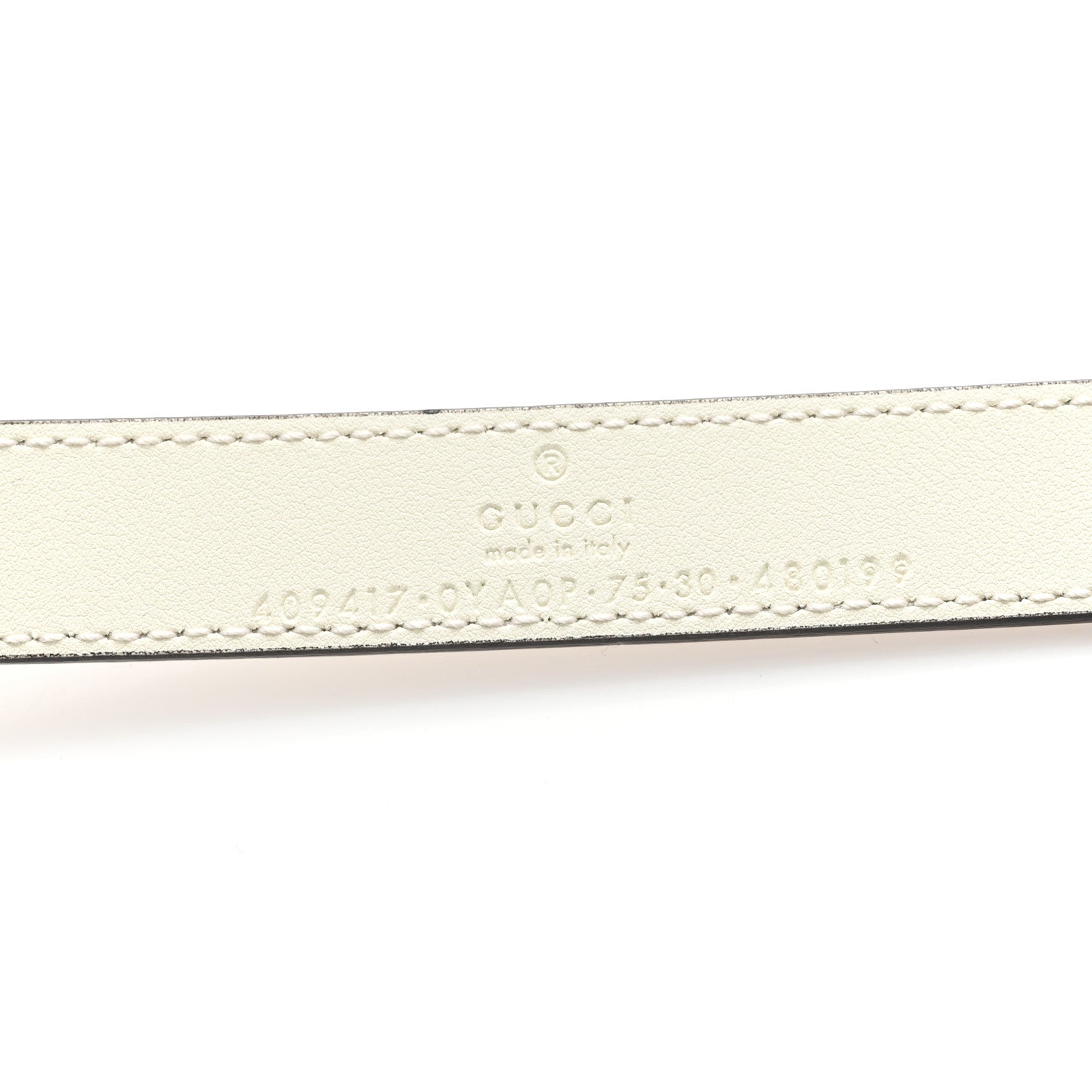 Gucci Plutone Calfskin Palladium Double G 75 30 Belt Mystic White 3 of 4