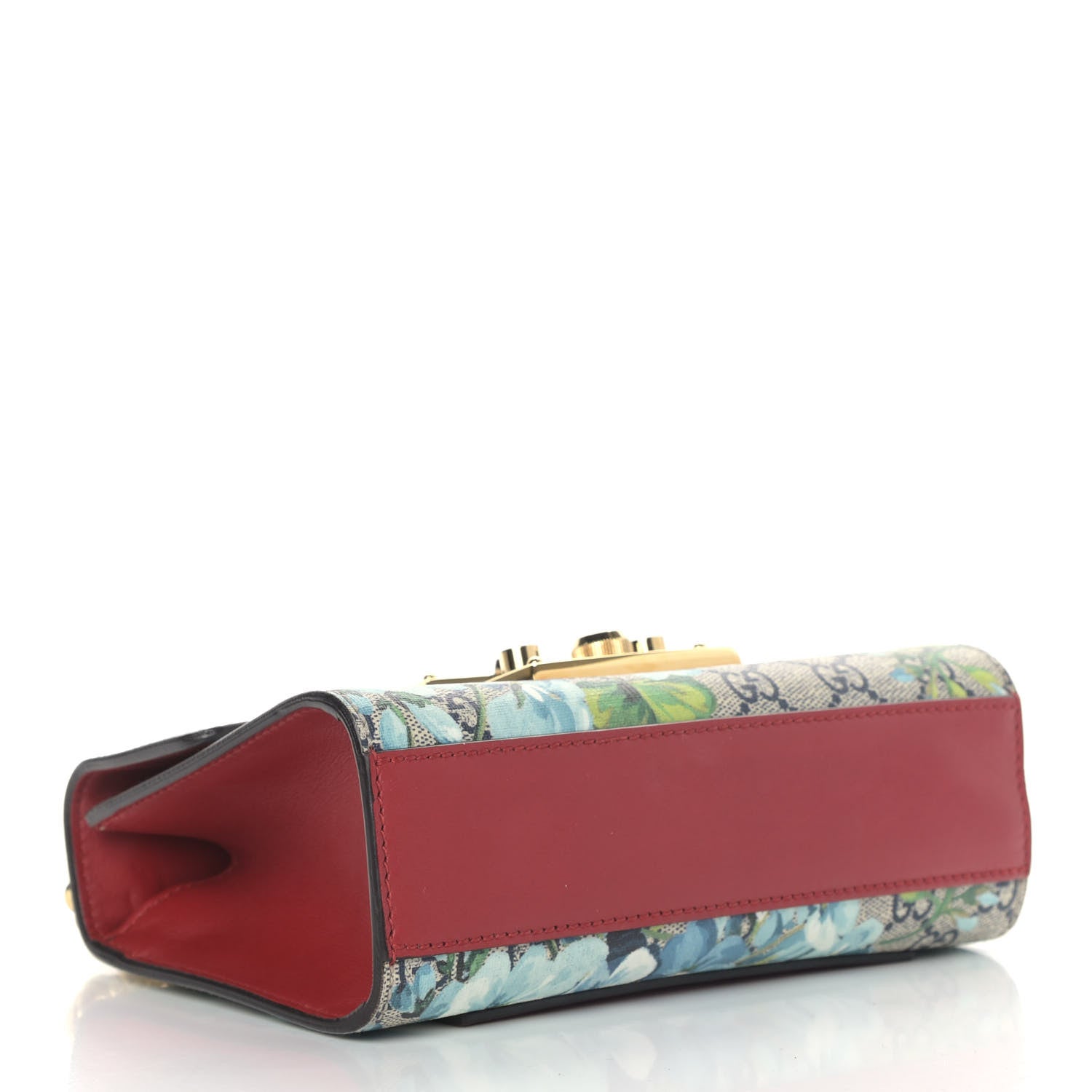 Gucci GG Supreme Monogram Blooms Small Padlock Shoulder Bag Beige Blue Navy Hibiscus Red 4 of 9