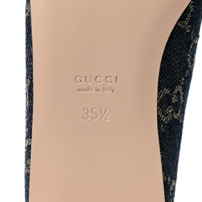 Gucci New Denim GG Monogram Nappa Deva Horsebit Chain Embellished Flats 35.5 Blue Tea Cuir Epilog 8 of 9