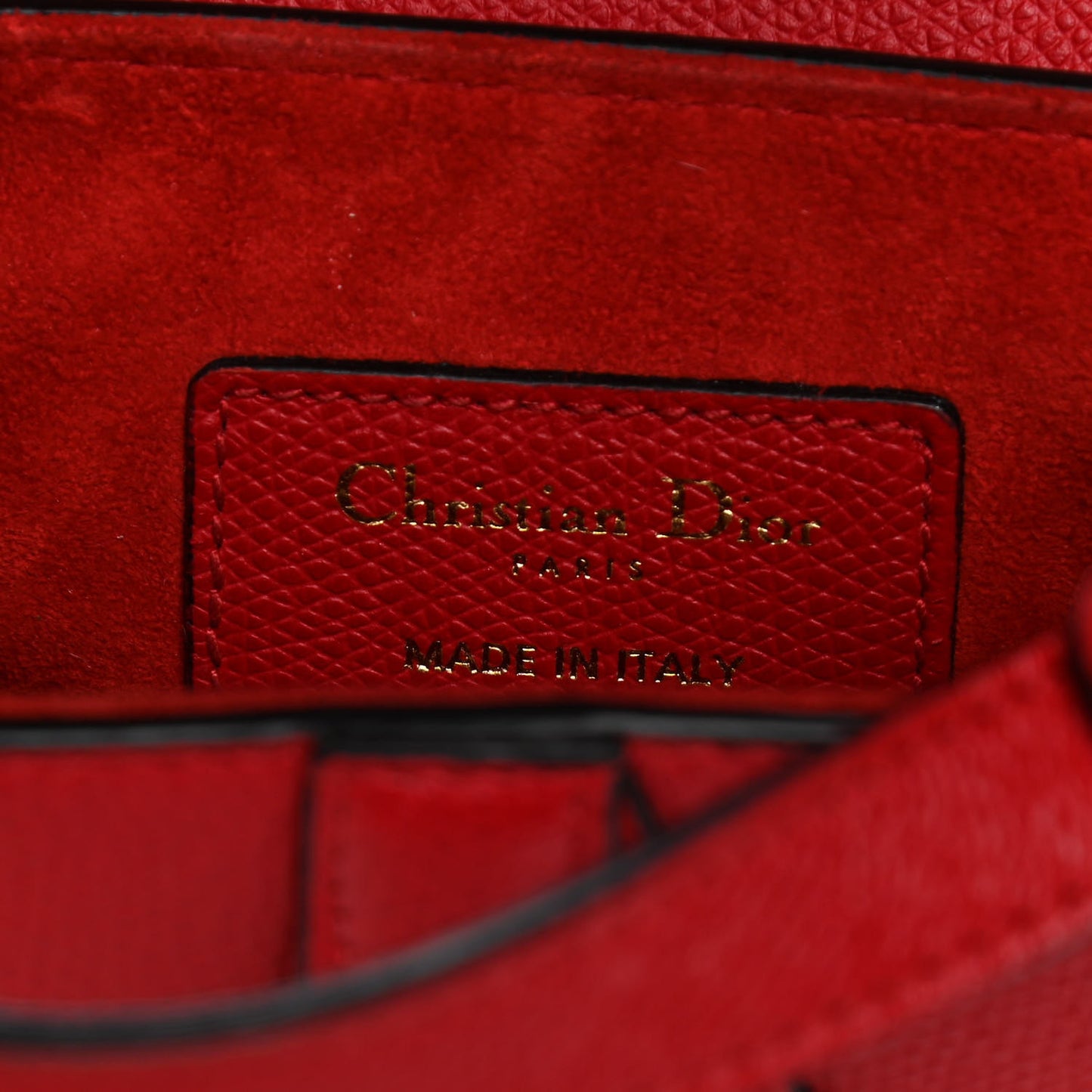 Grained Calfskin Mini Saddle Bag Red