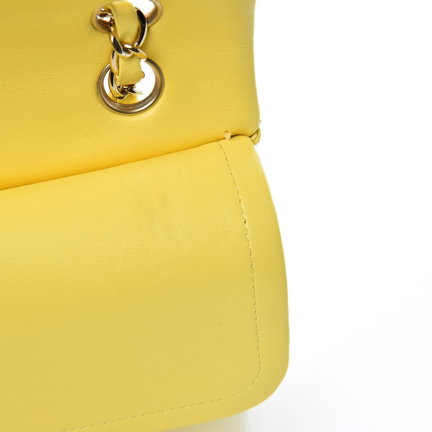 Lambskin Quilted Medium Double Flap Yellow