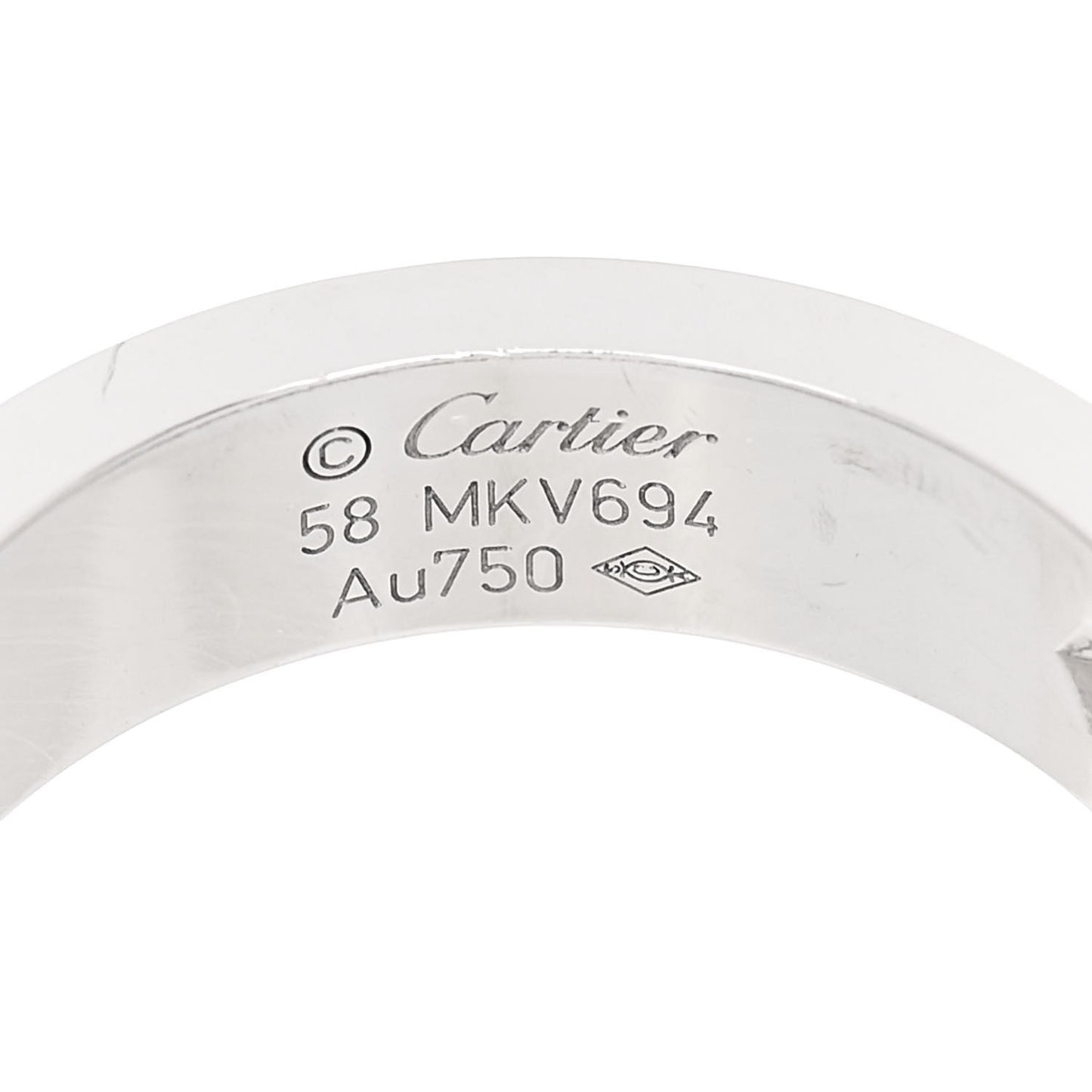 18K White Gold 3 Diamond 5.5mm LOVE Ring 58 8.5