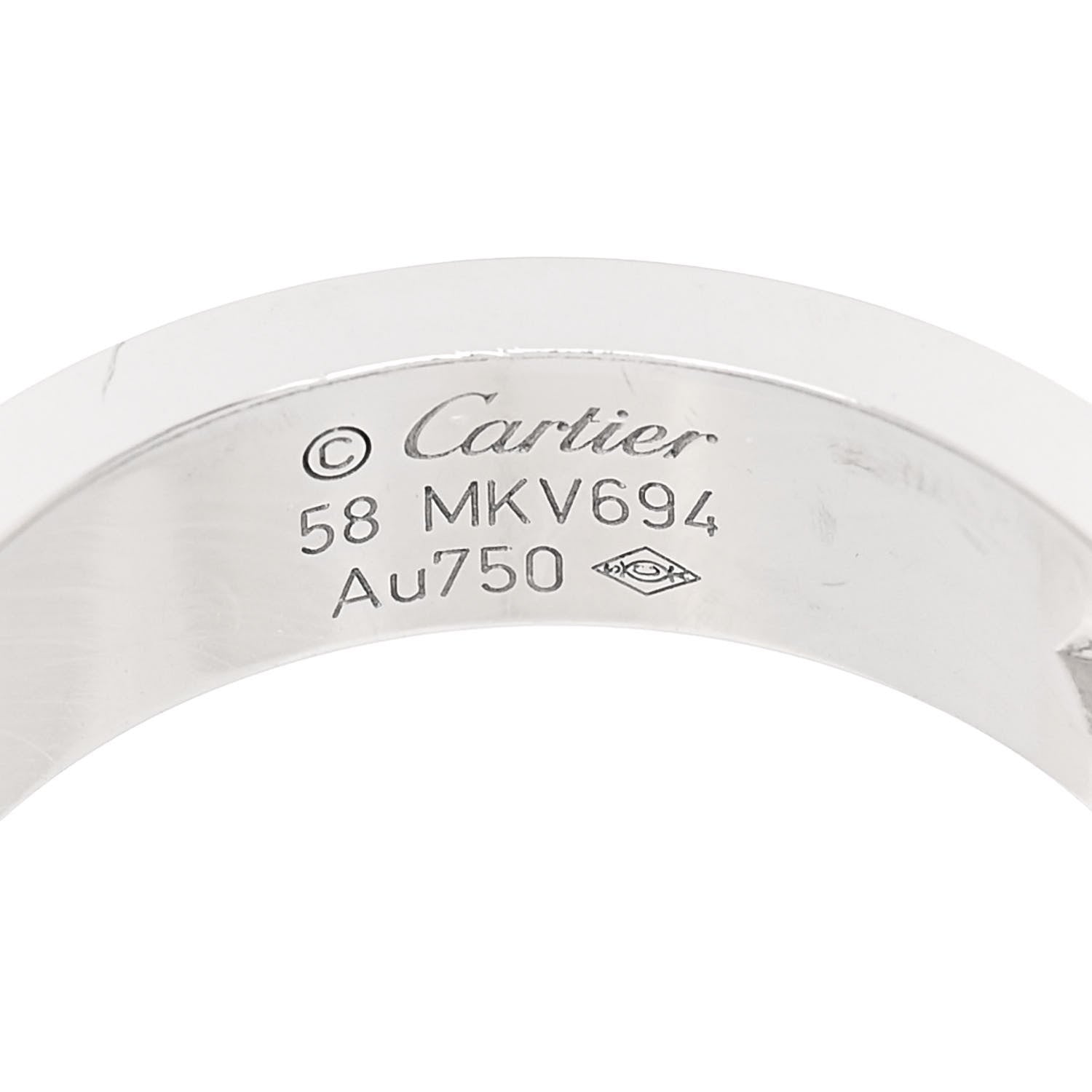 Cartier 18K White Gold 3 Diamond 5.5mm LOVE Ring 58 8.5 4 of 5