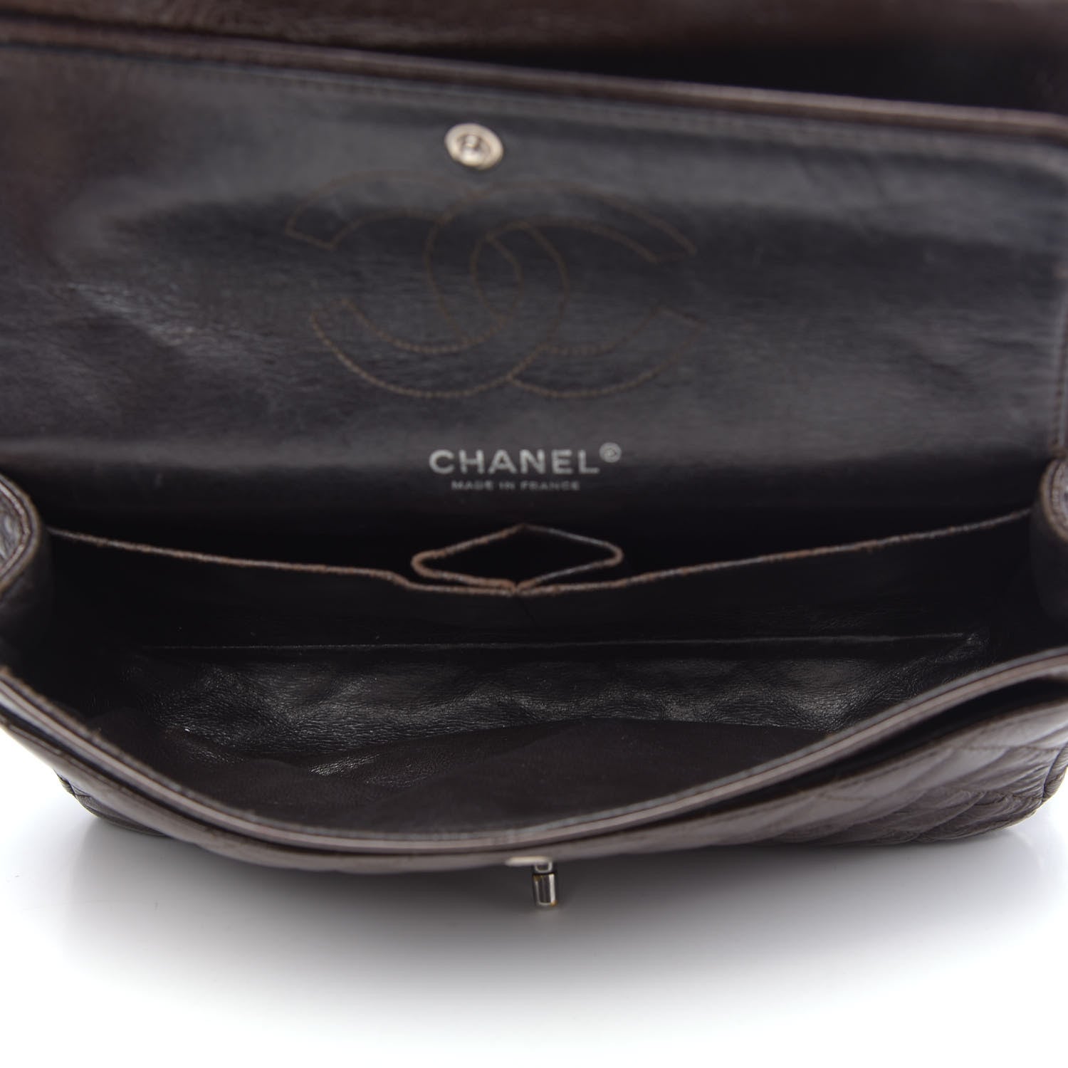 Chanel Crinkled Patent Quilted Medium Double Flap Brown 5 of 13