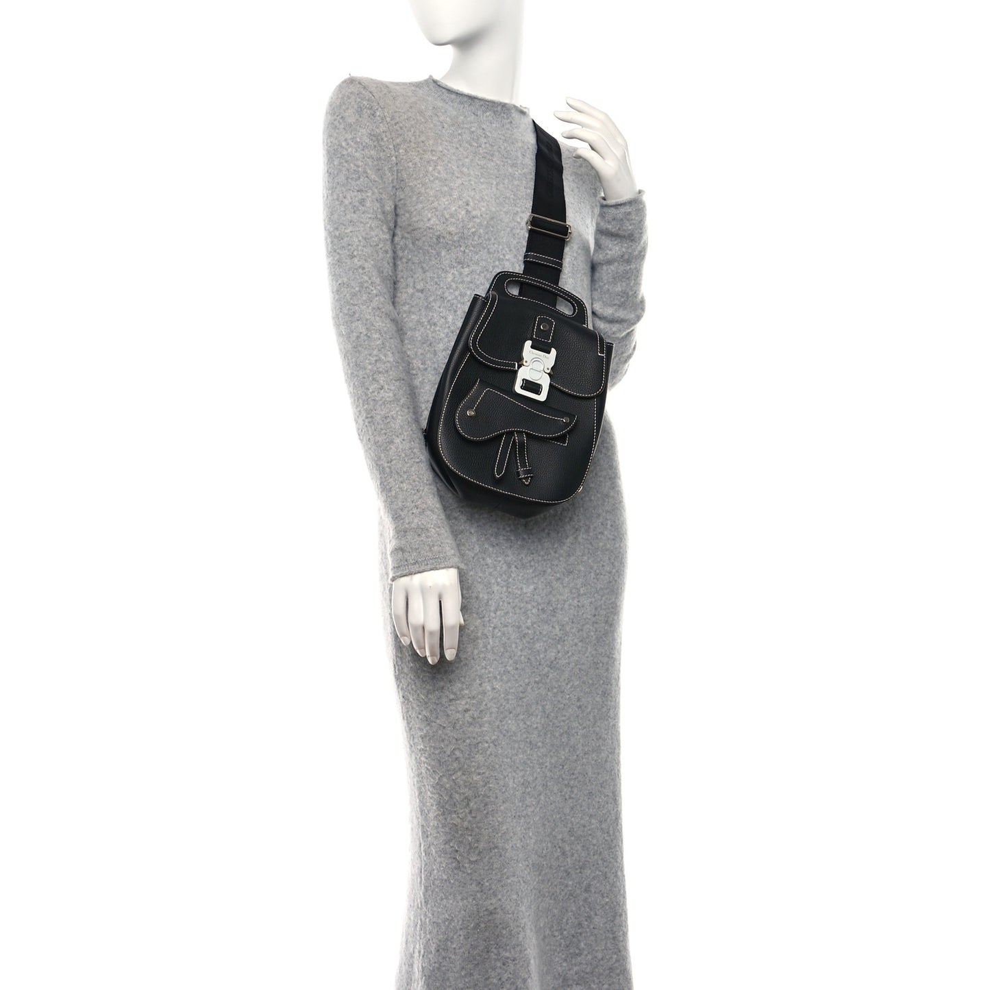 Grained Calfskin Mini Gallop Sling Bag Black
