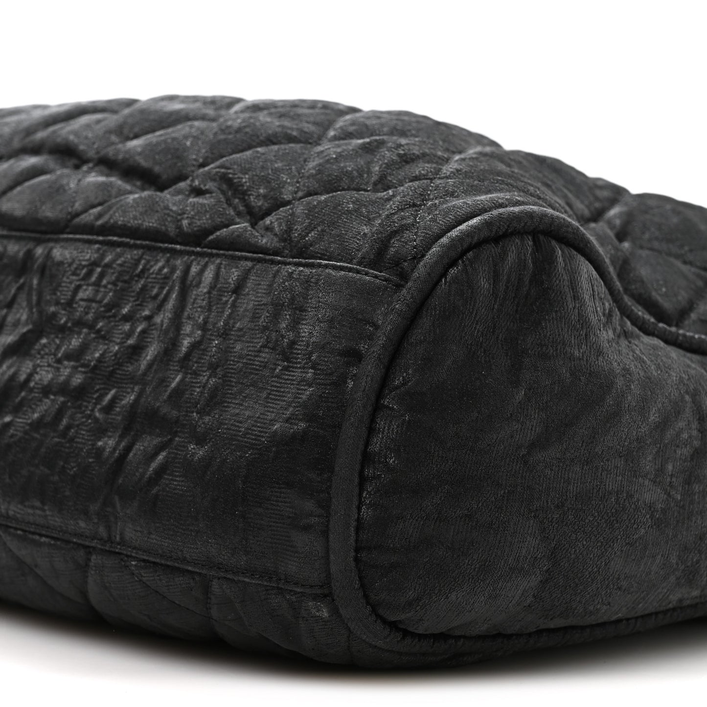 Crinkled Coated Canvas Le Marais Hobo Black