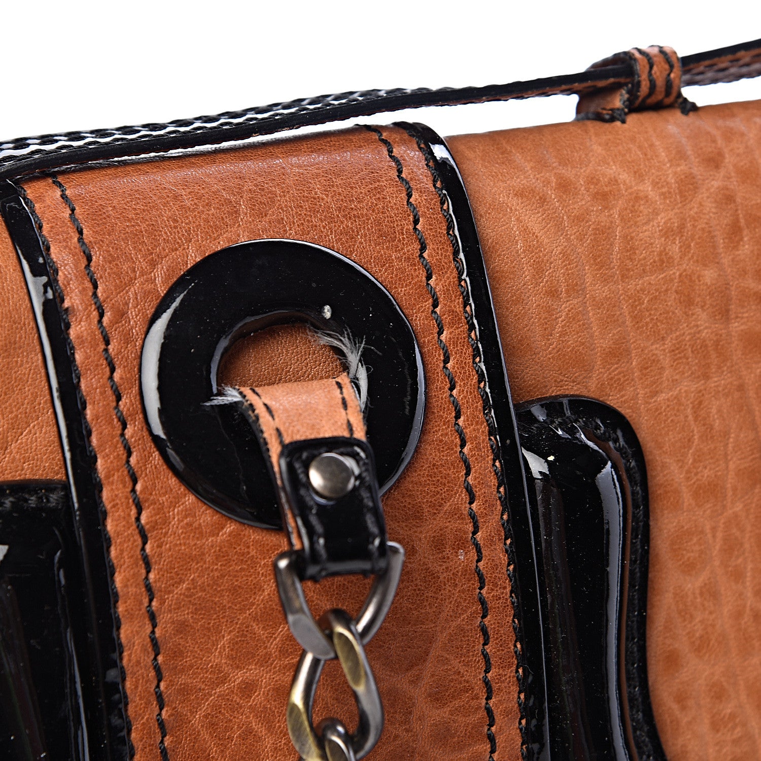 Fendi Nappa Patent B Bag Osso Black 7 of 14