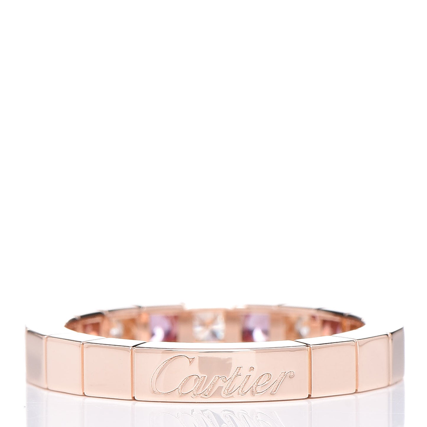 18K Pink Gold Diamond Pink Sapphire Lanieres Ring 51 5.75
