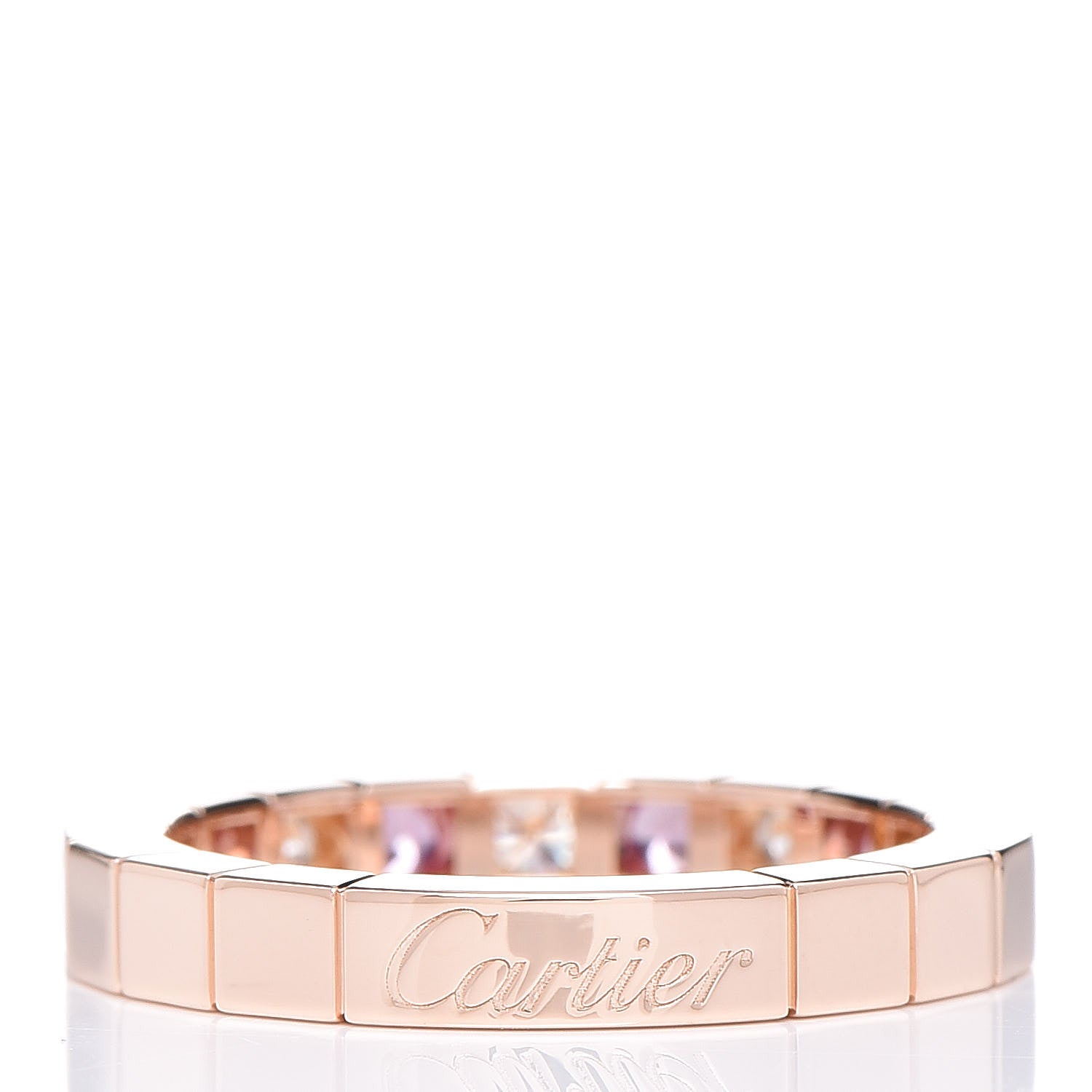 Cartier 18K Pink Gold Diamond Pink Sapphire Lanieres Ring 51 5.75 4 of 6