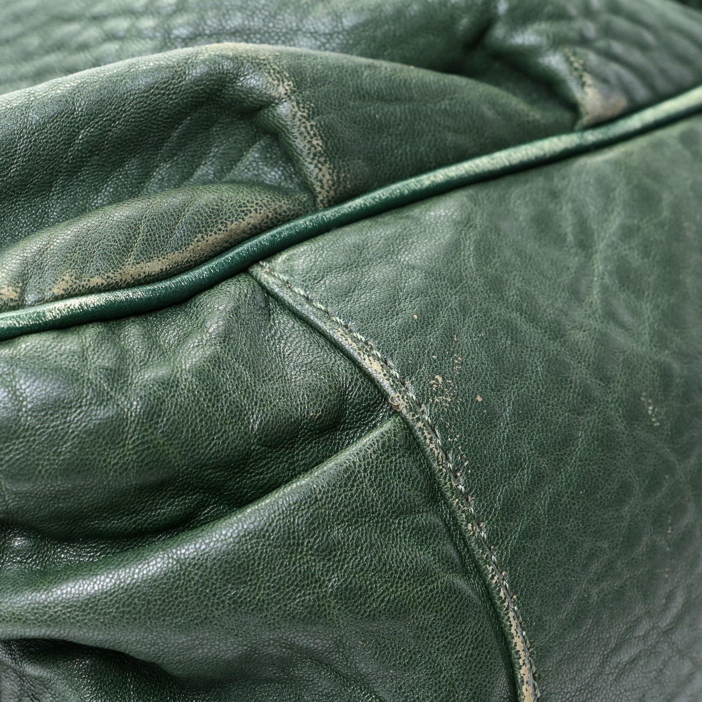 Crinkled Lambskin Mia Tote Verde Inglese