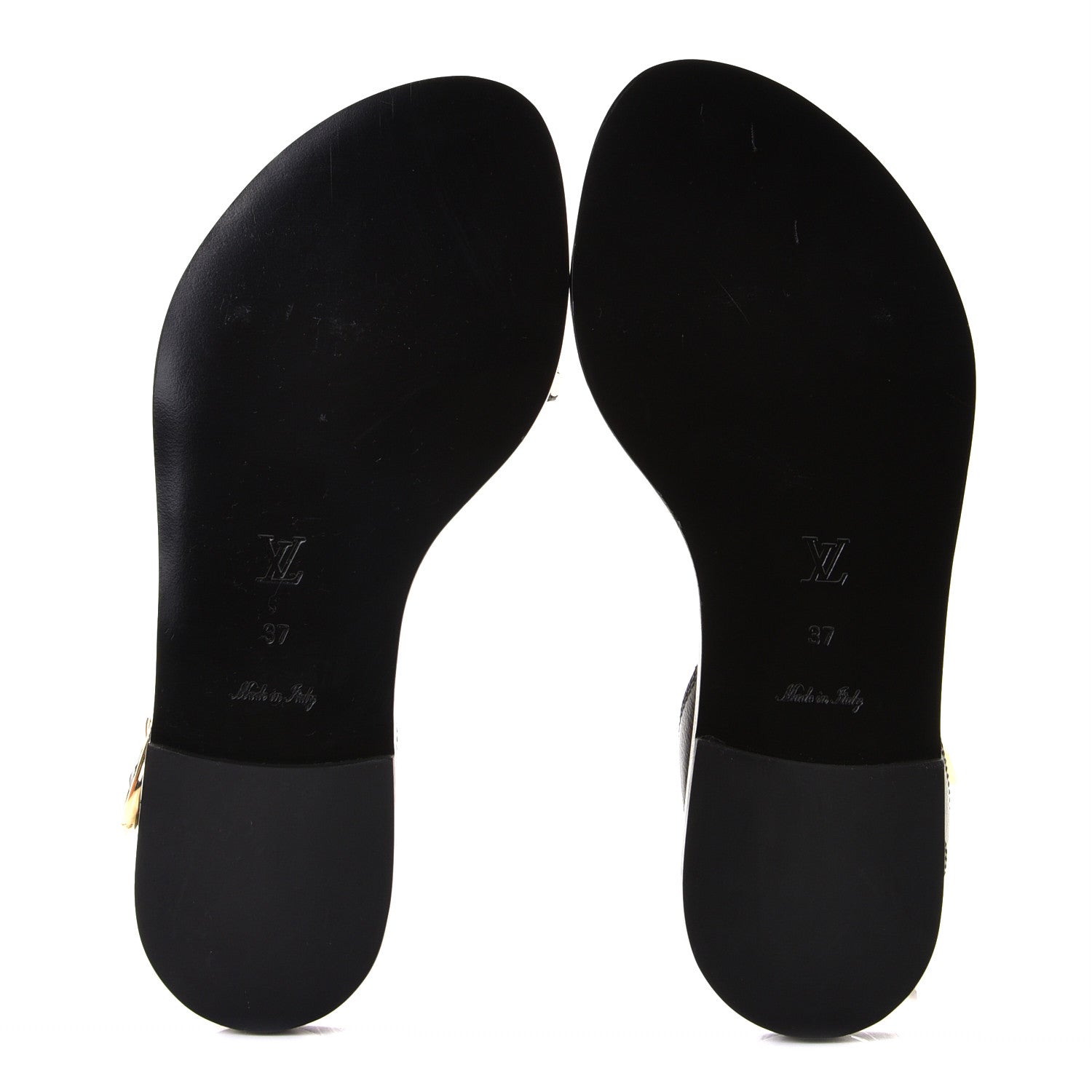 Louis Vuitton Calfskin Monogram Passenger Flat Sandals 37 Black 6 of 10