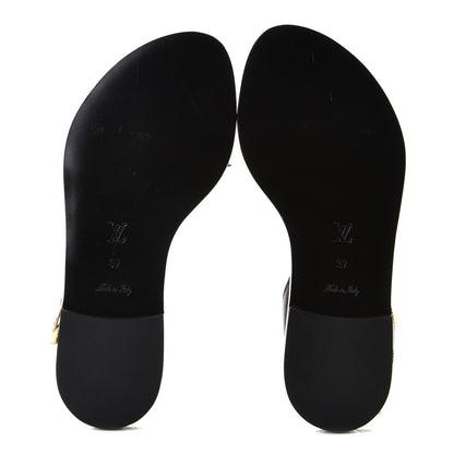 Louis Vuitton Calfskin Monogram Passenger Flat Sandals 37 Black 6 of 10