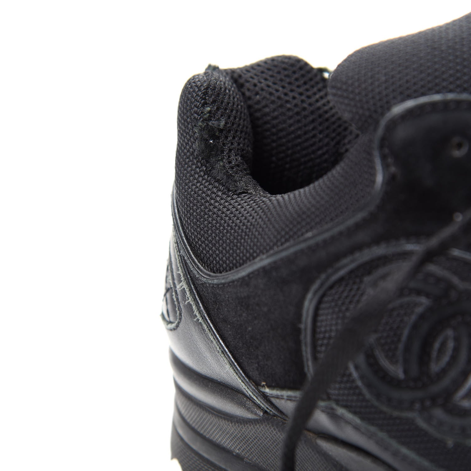 Chanel Toile Suede Calfskin CC Sneakers 35.5 Black 12 of 15