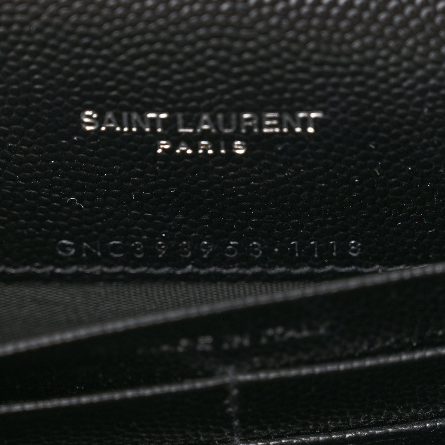 Grain De Poudre Matelasse Chevron Monogram Envelope Chain Wallet Black