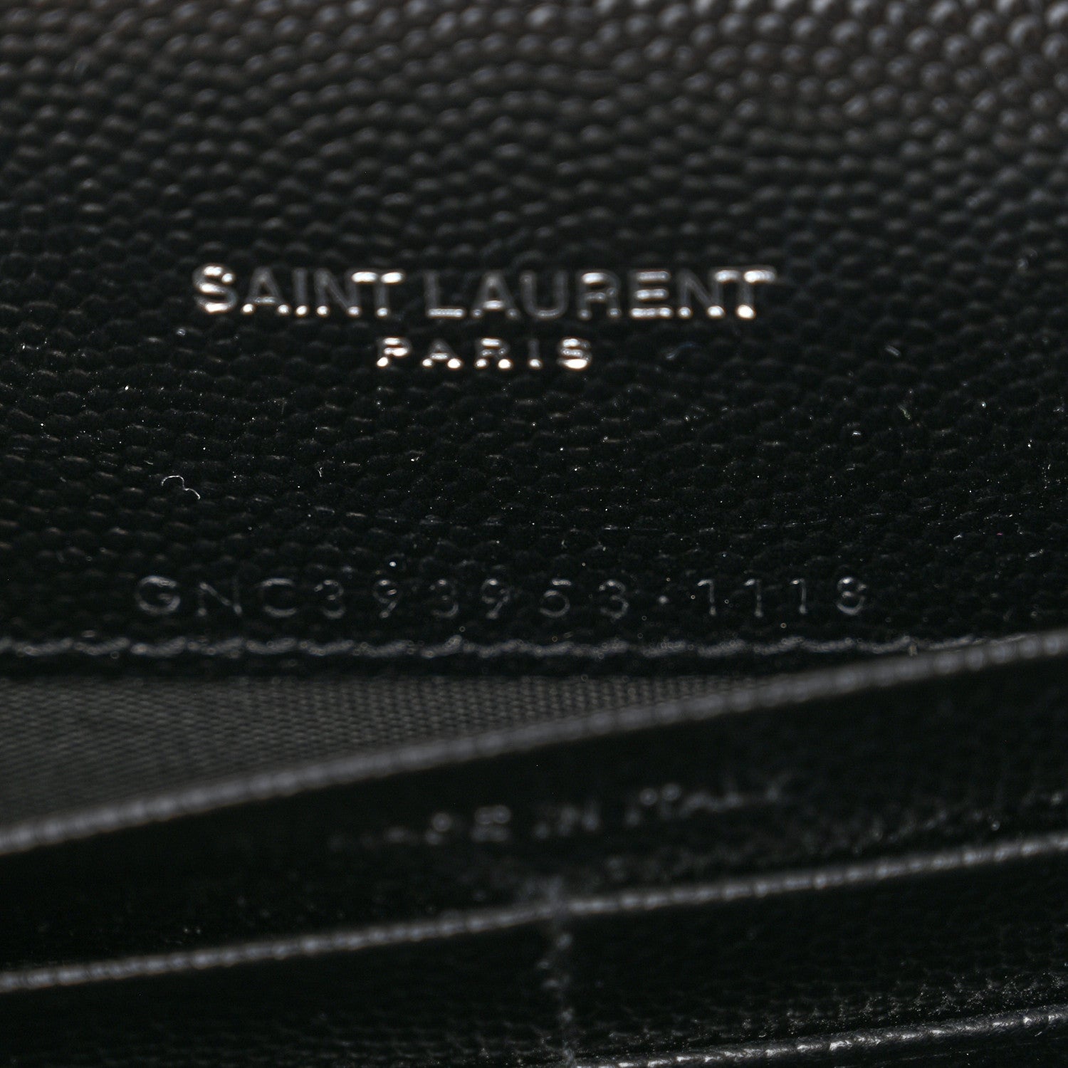 Saint Laurent Grain De Poudre Matelasse Chevron Monogram Envelope Chain Wallet Black 7 of 10