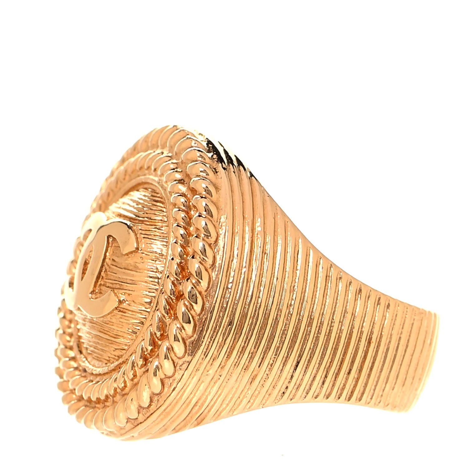 Chanel Metal CC Rope Ring 7 Gold 3 of 5