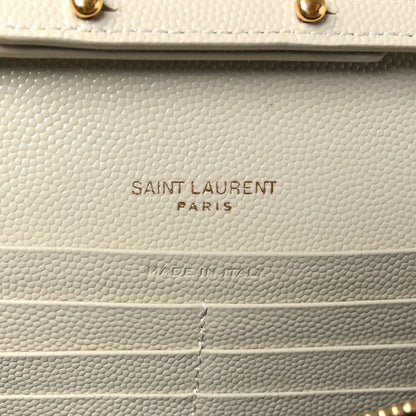 Saint Laurent Grain De Poudre Matelasse Chevron Monogram Chain Wallet Crema Soft 6 of 10