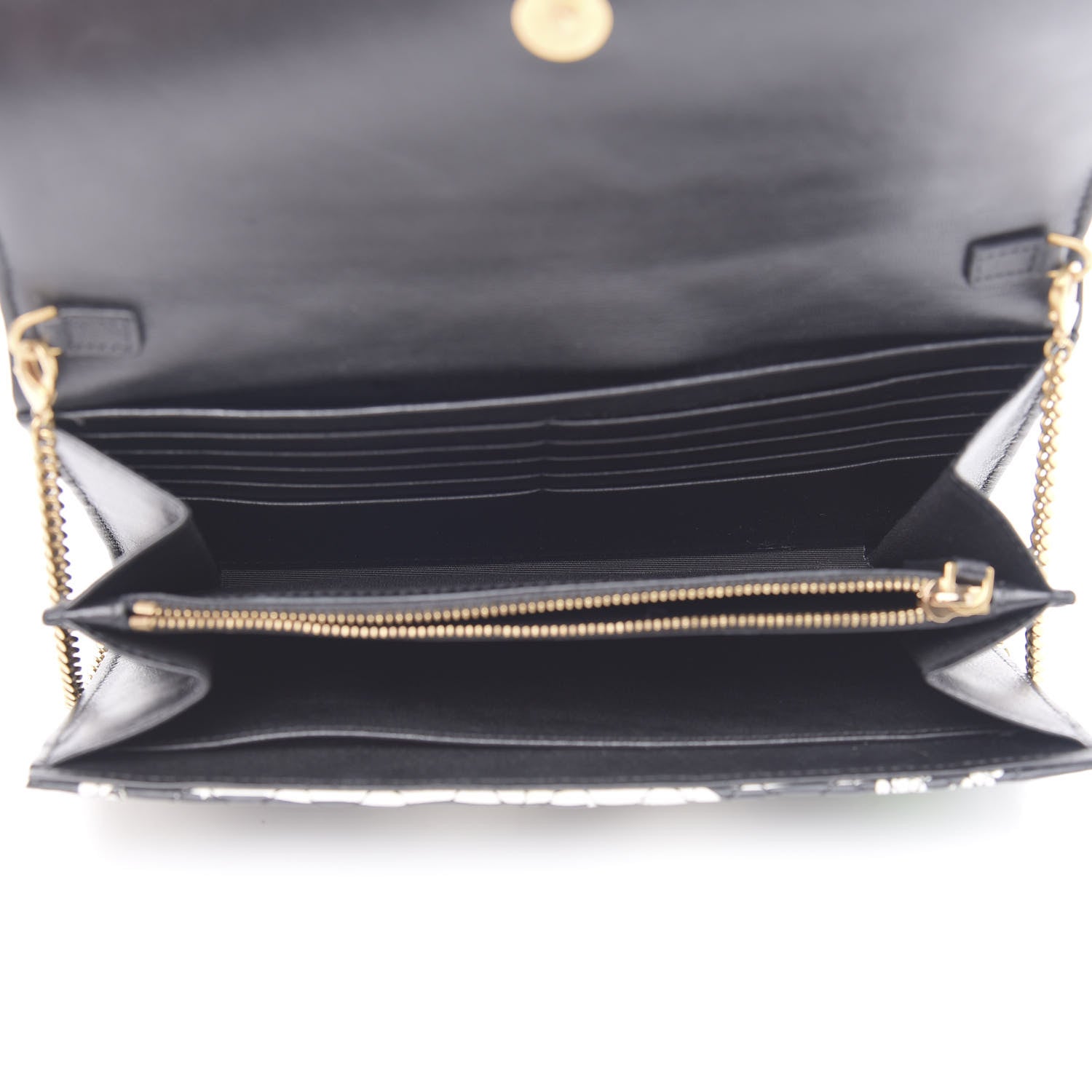 Versace Calfskin Icon Bouquet Quilted Wallet On Chain Crossbody Black 5 of 11