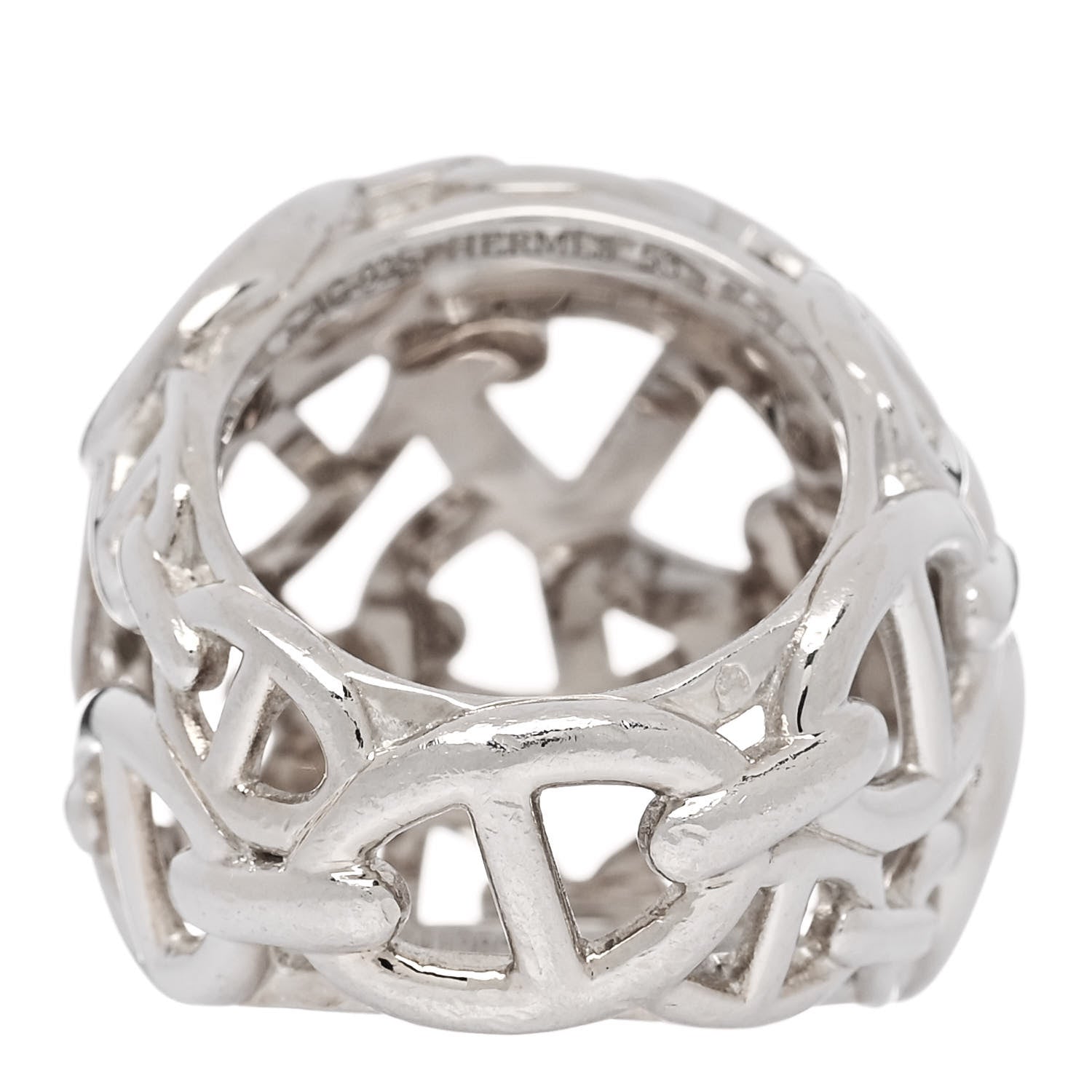 Hermes Sterling Silver GM Chaine d'Ancre Enchainee Dome Ring 53 6.25 2 of 5