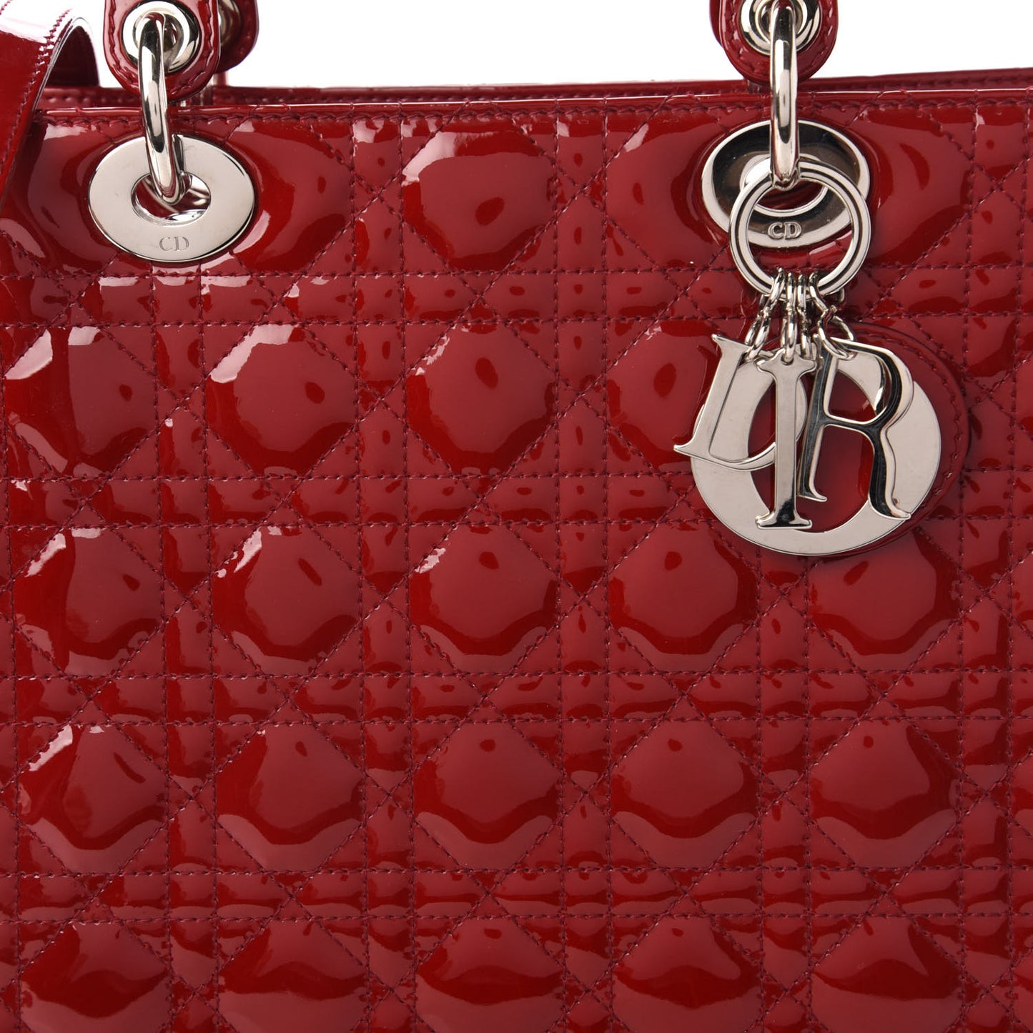 Patent Cannage Large Lady Dior Red