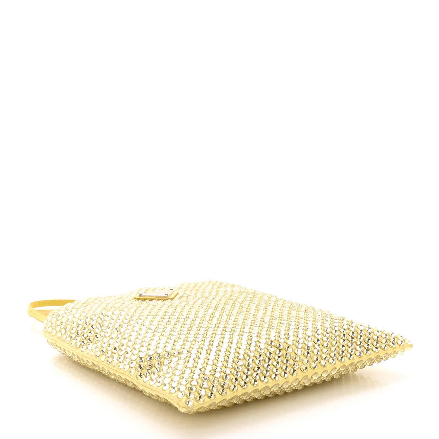 Satin Crystal Metal Triangle Logo Chain Crossbody Handbag Ananas