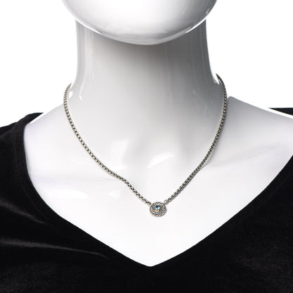 David Yurman Sterling Silver 14K Yellow Gold Blue Topaz 12mm Cookie Pendant Necklace 2 of 5