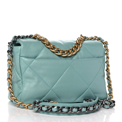 Chanel Shiny Lambskin Quilted Medium Chanel 19 Flap Light Blue 3 of 11
