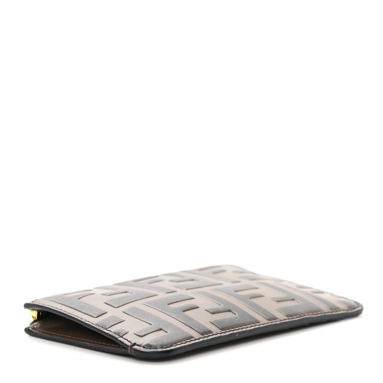 Fendi Vitello Soft F is Fendi Bi-Color FF 1974 Embossed Key Case Pouch Maya Black 4 of 9