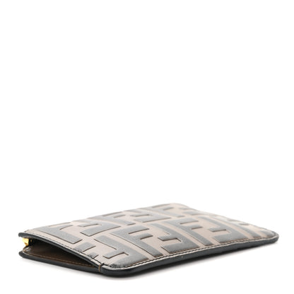 Fendi Vitello Soft F is Fendi Bi-Color FF 1974 Embossed Key Case Pouch Maya Black 4 of 9