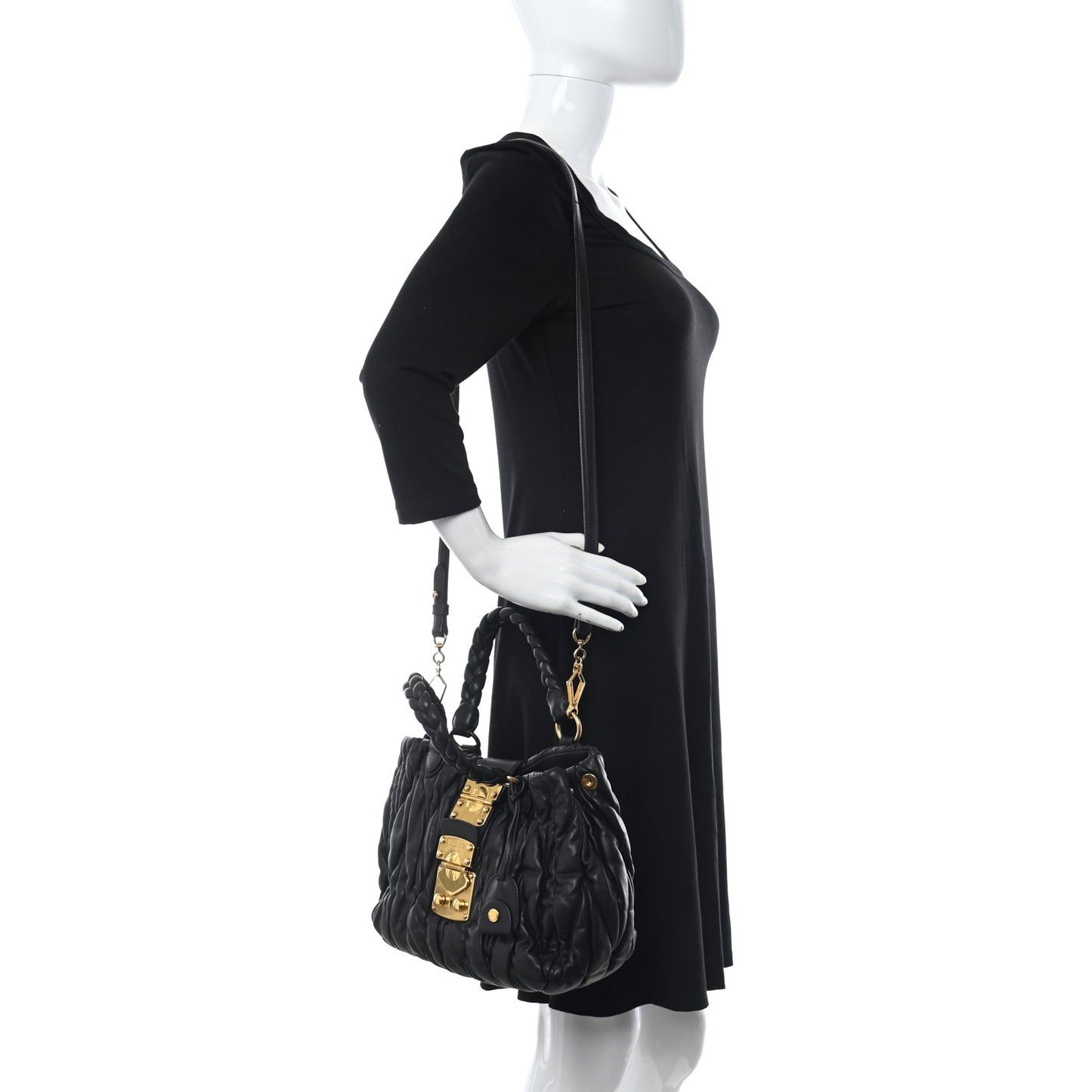 Nappa Matelasse Top Handle Satchel Black