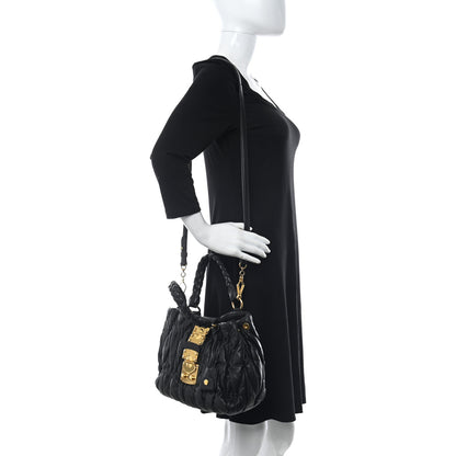 Miu Miu Nappa Matelasse Top Handle Satchel Black 2 of 11