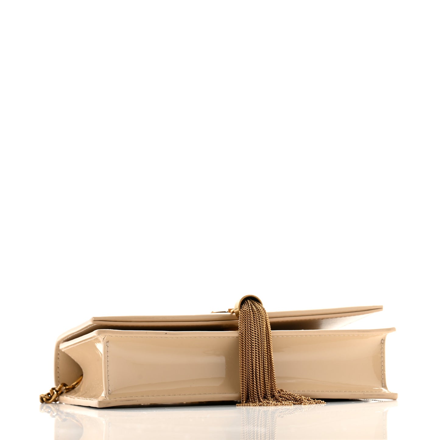 Patent Classic Monogram Kate Tassel Chain Wallet Dark Beige