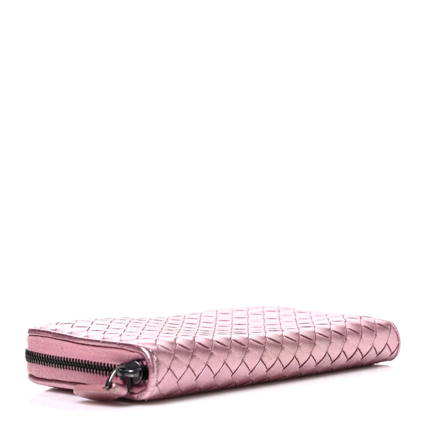 Metallic Nappa Intrecciato Zip Around Wallet Pink