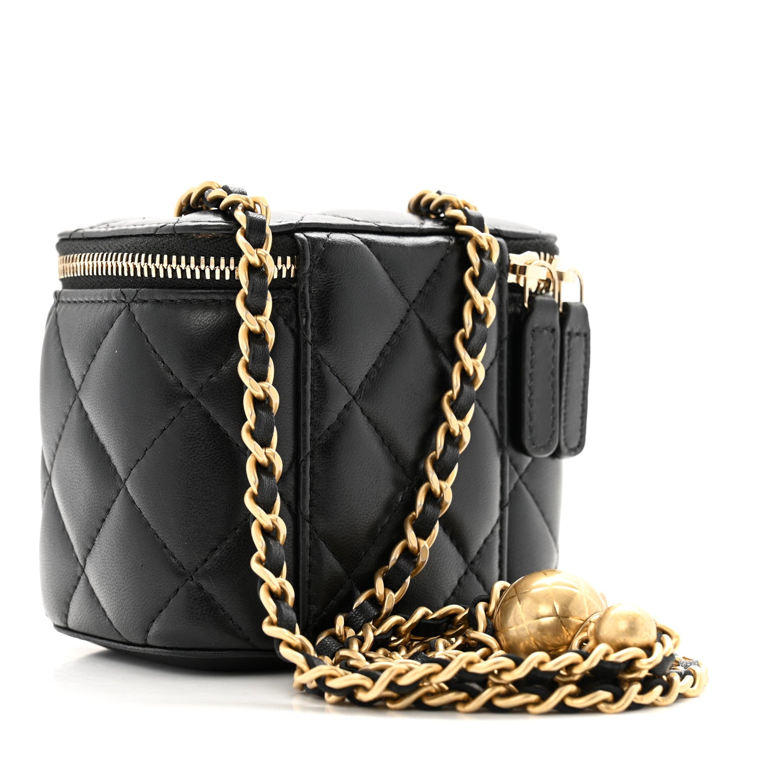Chanel Lambskin Quilted Mini Pearl Crush Vanity Case With Chain Black 3 of 11