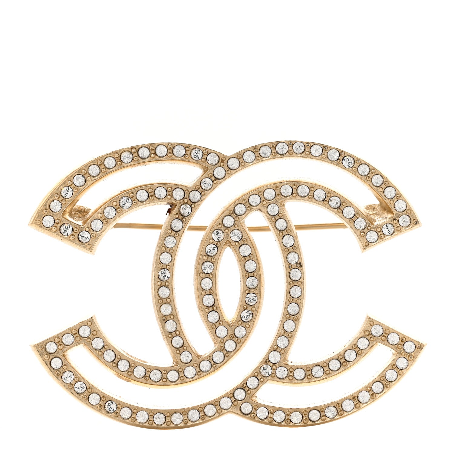 Chanel Crystal CC Brooch Light Gold 1 of 4