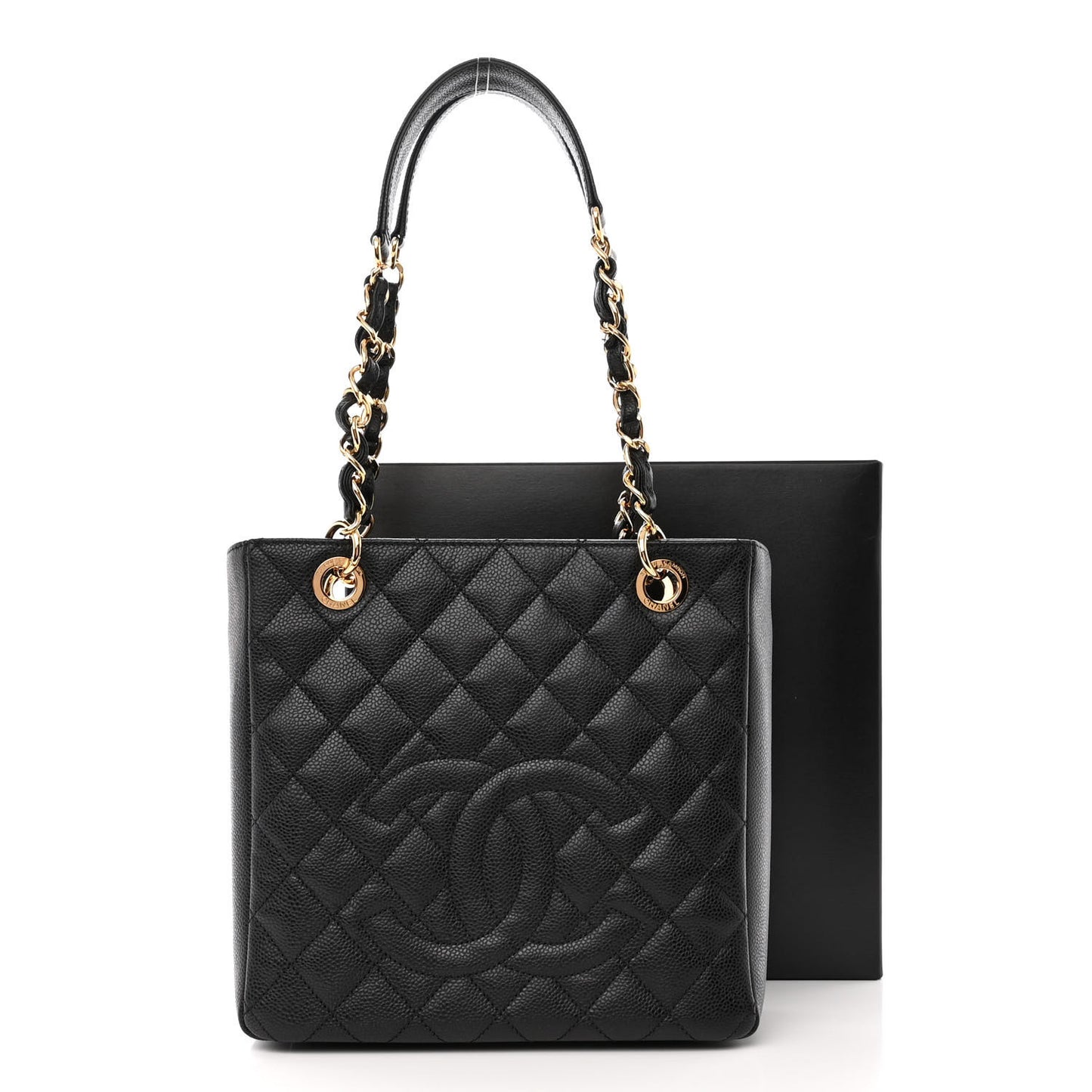 Caviar Quilted Petit Shopping Tote PST Black