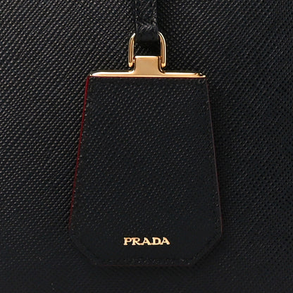 Prada Saffiano Cuir Small Double Bag Black Fuoco 10 of 12
