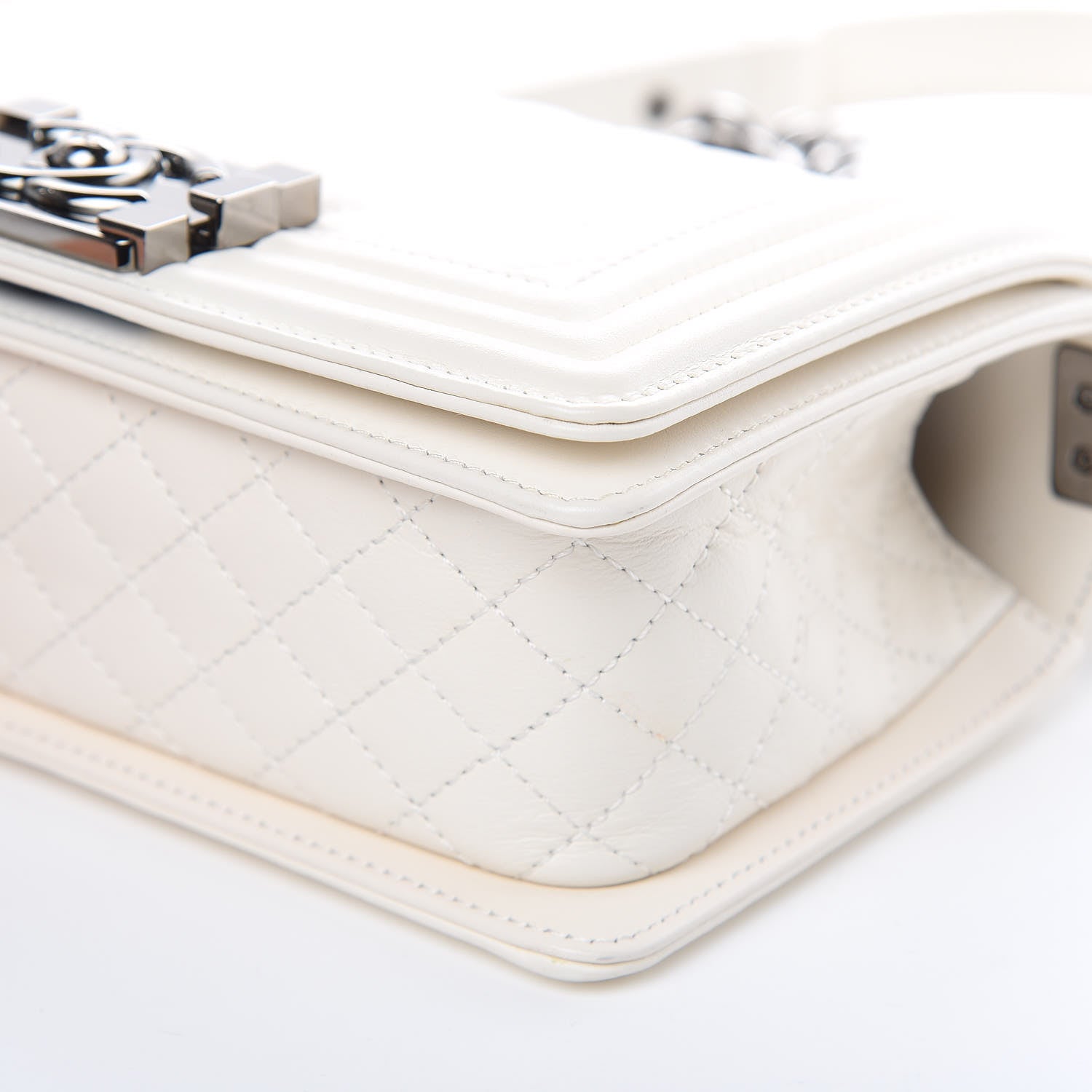 Chanel Lambskin Quilted Chevron Small Boy Flap White 9 of 9