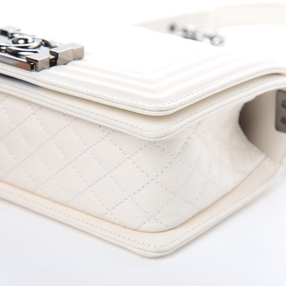 Chanel Lambskin Quilted Chevron Small Boy Flap White 9 of 9