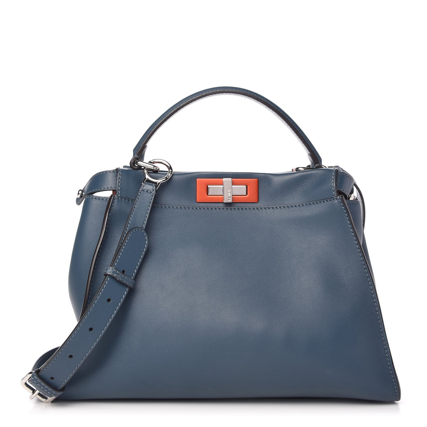 Vitello Seta Shiny Nappa Medium Peekaboo Iconic Satchel Blue Pink