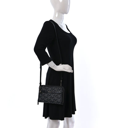 Versace Coated Canvas La Greca Signature Clutch Black Gray 2 of 10