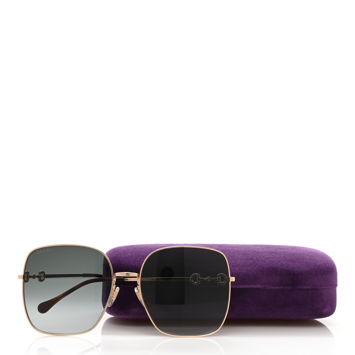 Gucci Metal Horsebit Square Frame Sunglasses GG0879S Gold 8 of 8