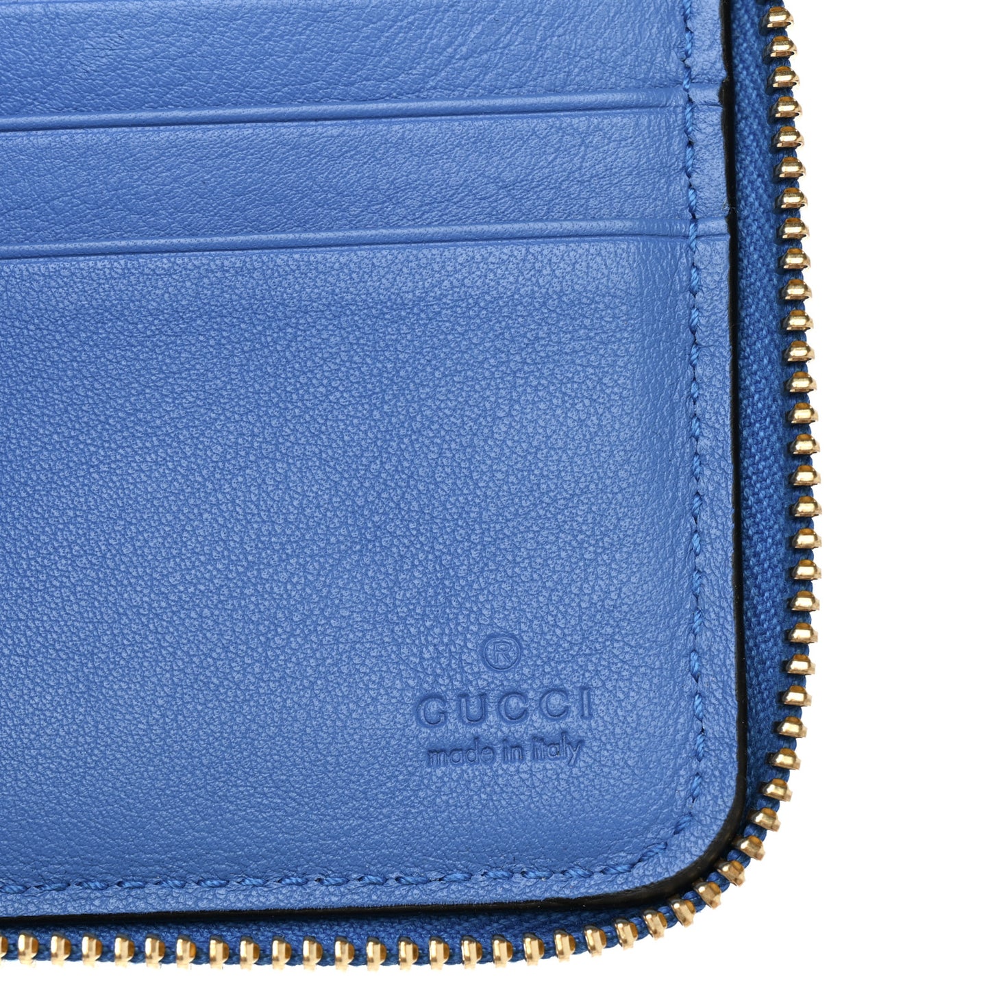 Vitello Eclipse Interlocking G Zip Around Card Case Wallet Bright Splash Carrot Orange