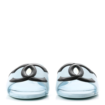 Chanel Lambskin CC Cutout Mules 36 Blue Black 3 of 10